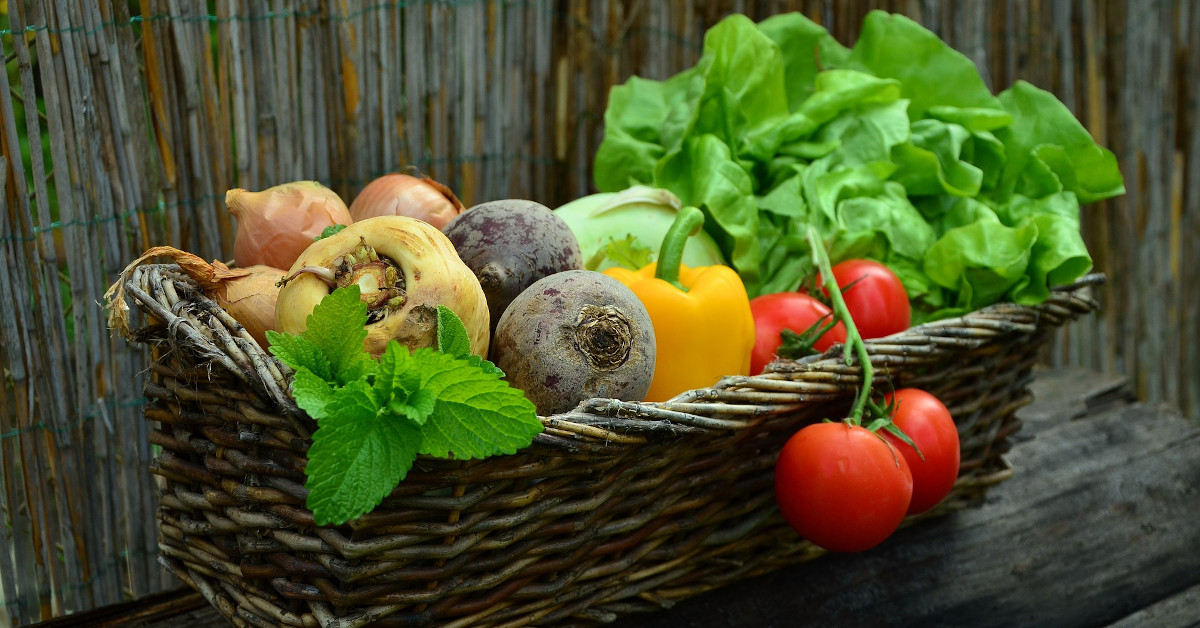 A basket of vegetable.