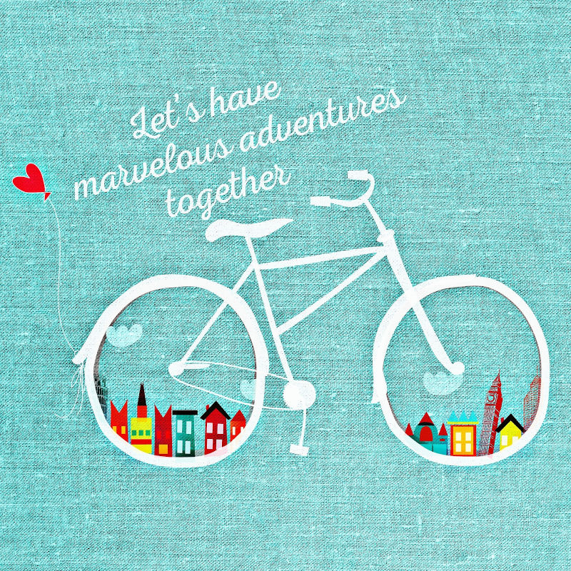 A picture of a bike with word "Let's have marvelous adventures togethers.